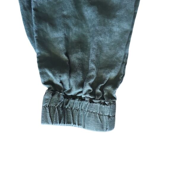 Artisan NY 100% Linen Cargo Jogger Pants Sz S Olive Green Minimalist Lightweight - Picture 8 of 15
